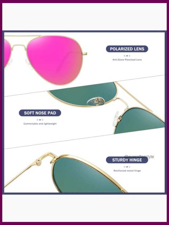 Polarized Aviator Sunglasses with Mirrored Lenses main image 5